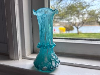 Vintage Ruffled Art Glass Vase