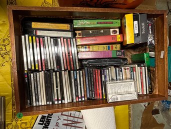 LARGE LOT OF CDS, DVDS, AND VHS TAPES