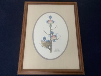 Framed Wall Art Print Titled 'Family Tree' Birds On Tree Branch