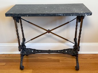 Unique Antique French Cast Iron & Marble Table