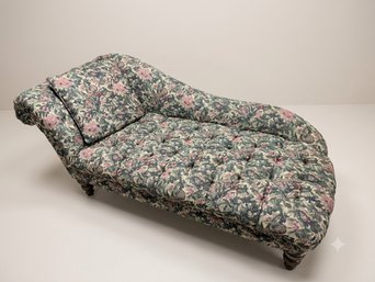 Victorian Style Tufted Floral Chaise Lounge Or Fainting Couch