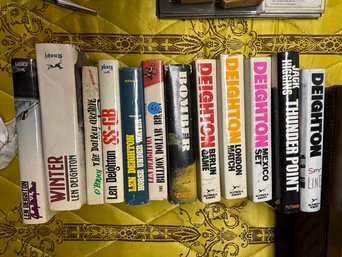 10 LEN DEIGHTON MYSTERIES AND 1 OBRIENT AND 1 HIGGINS