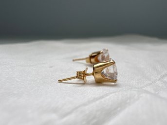 Pair Of 14k Gold With Cubic Zirconia Earrings