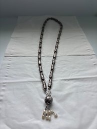 Unmarked Silver Necklace With Seed Pearls