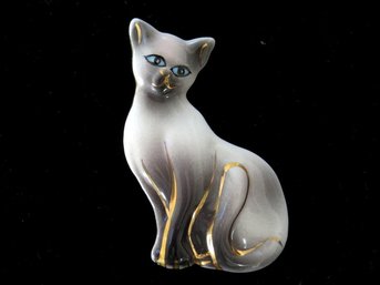 Vintage Ceramic Siamese Cat Pin