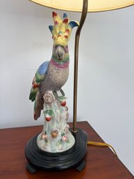 Porcelain Cockatoo Figurative Table Lamp.