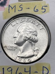 1964-D Silver Washington Quarter.(48)