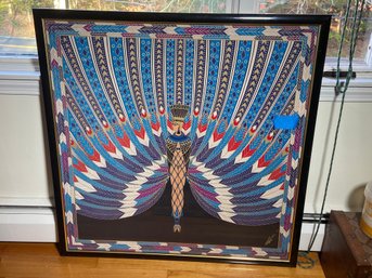 Fabulous Vintage Rare ERTE Silk Scarf - In Custom Frame - Very Hard To Find - Well Preserved - Very Nice
