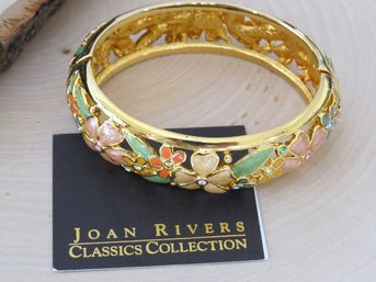 Joan Rivers Gold Plated Classics Collection Enameled Floral Hinged Cuff Bracelet