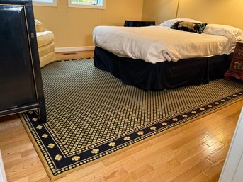 Beautiful Stark Carpet Corp Black And Gold Geometric 'Park Medallion Border' Wool Rug, 8x10 Feet