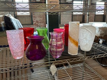 Group Of 9 Colorful Vases