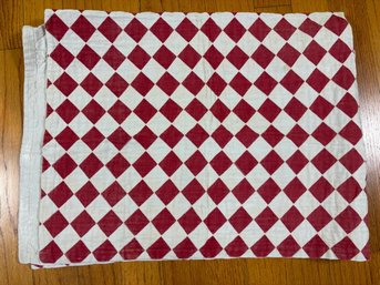 Antique Red And White Check Baby Quilt