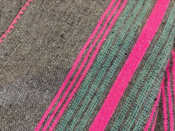 Beautiful Hand Woven Blanket In Browns, Greens & Pink