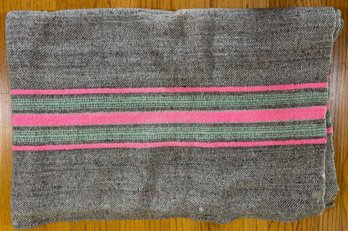 Beautiful Hand Woven Blanket In Browns, Greens & Pink