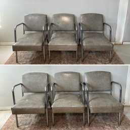 Six Vintage Leverette Chrome Company Vinyl Chairs