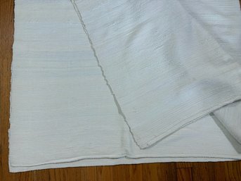 Vintage Hand Woven Cotton Rag Blanket, White On White