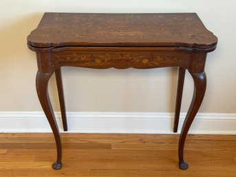 Antique French Louis XV Mahogany & Marquetry Inlay Flip Top Game Table