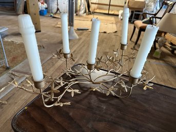 Gold Metal Flower 5 Candle Holder