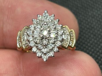 Stunning Vintage 14k GOLD DIAMOND BALLERINA RING- 55 DIAMONDS Equaling 1.5 CARATS- 5.7 Grams Total Weight