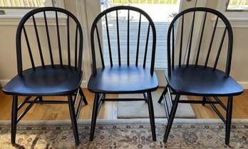 Three Painted Black Hoop Back Chairs