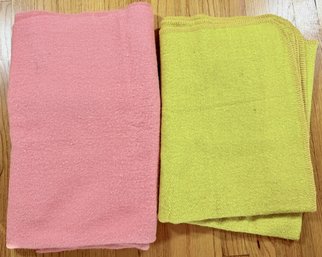 Vintage Canadian Yellow & Salmon Wool Blankets (2)