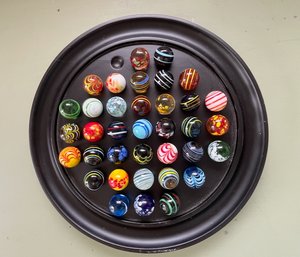 Italian Solitaire Game With Venetian Glass Marbles