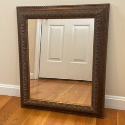 Large Beveled Wall Mirror In Ornate Bronze-Tone Egg And Dart Frame