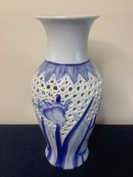 Craft Art International Blue & White Floral Vase