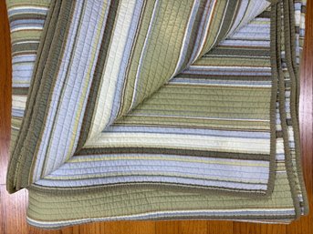 Queen Size Green & Blue Stripe Quilt