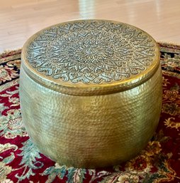 Brass Round Storage Drum Coffee Table