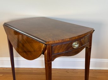 A Gorgeous Vintage Flame Mahogany Single Drawer Drop Leaf Table