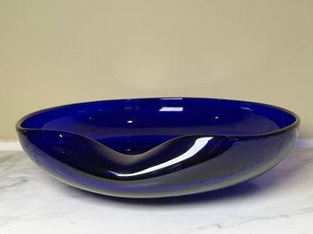 Elsa Peretti For Tiffany 'Thumbprint' Cobalt Blue Glass Bowl