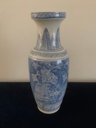 Blue & White Floral Designed Vase #2