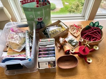 Lot Of Holiday Decor And Gift Wrap