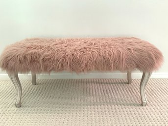 Sweet Pink Faux Fur Bench  (LOC F:2)