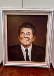 A Vintage Ronald Reagan Portraits  Oil On Canvas