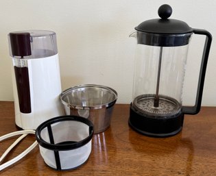 Coffee Grinder, Press And Baskets