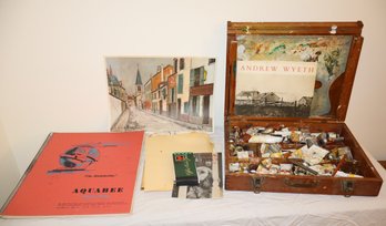 Andrew Wyeth Dry Brush & Pencil Drawings By Fogg Art Museum & Assorted Art Supplies