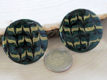 Large Disc Stud Enamel Earrings With Hammered Backs