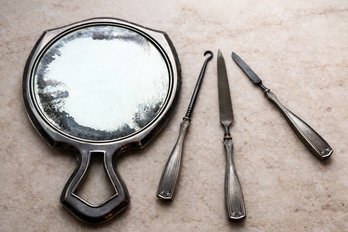 Antique Gorham Etruscan Pattern Sterling Silver Vanity Set