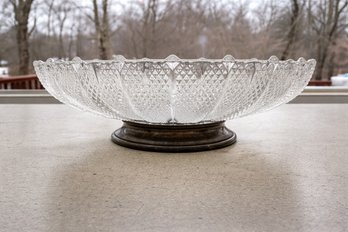 Stunning Cut Crystal Centerpiece Bowl With A Sterling Silver Base