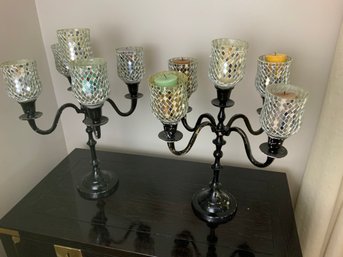 Pair Of Mosaic Candelabra