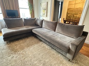 Interior Define Sloan Sectional Velvet Sofa With Left Bumper, Purchased In 2021 For $3,326 (See Receipt)