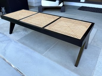 Bench With Cane Seating And Black Frame