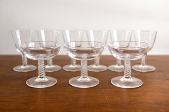Signed Steuben Fine Crystal Stemware With Champagne Coupes And Wine Glasses