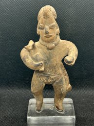Magnificent Ancient Pre-Columbian COLIMA Terra Cotta Effigy- Man Holding Dog And Ball