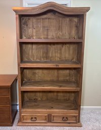 Country Pine Book Case With 2 Bottom Drawers