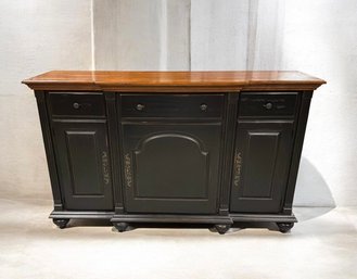 Nichols & Stone Lillian August Black Painted Credenza / Sideboard With Wood Top ~ HEAVY PIECE ~