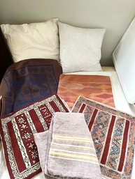 5 Pillow Cases And Two 14' Square Pillows