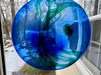 Beautiful Cobalt Blue Blown Glass Orb 12'